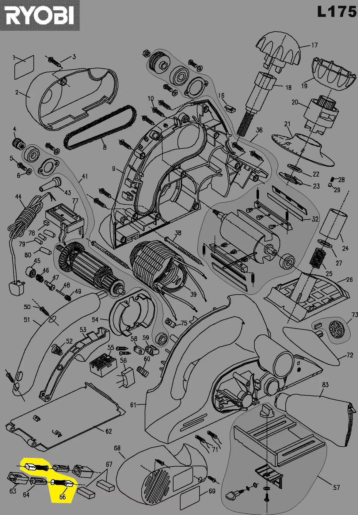 Balais charbon réf. 5131014660 Ryobi